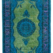 Handmade vintage turkish 1980s 188 cm x 320 cm blue rug