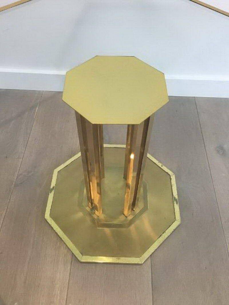 Designer coffee table in brass and glass