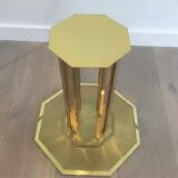 Designer coffee table in brass and glass