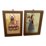 Pair of small frames with Spanish illustrations