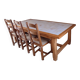 Grande table en chêne massif, plateau carrelé + 4 chaises