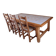 Grande table en chêne massif, plateau carrelé + 4 chaises
