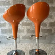 Vintage orange bar stools (x2)
