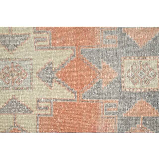 1970s Turkish Oushak Handmade Wool Cotton Orange Runner Rug 81x265