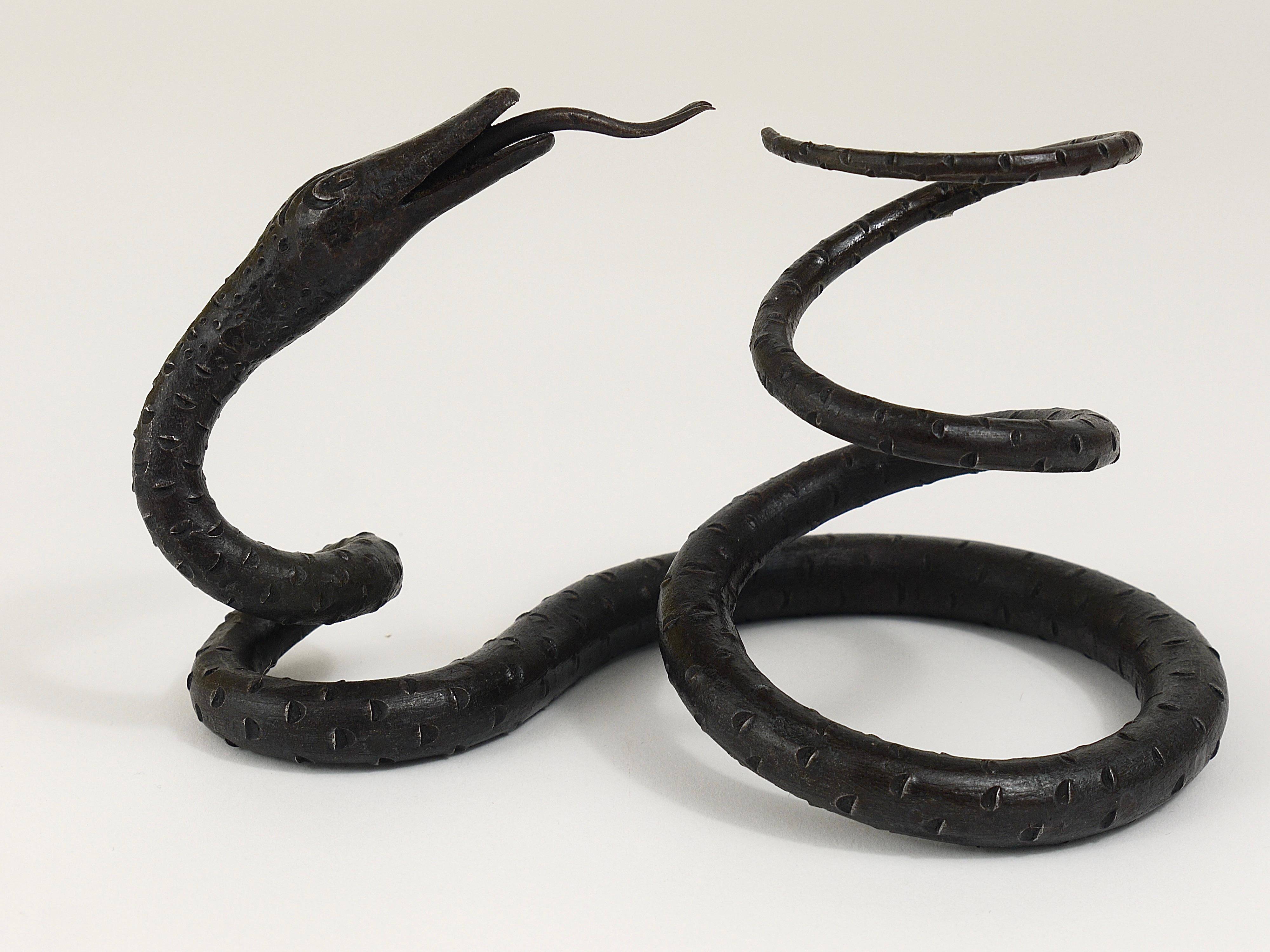 Sculpture of a serpent or wrought iron serpent in the style of Edgar Brandt, Austria, 1920s.