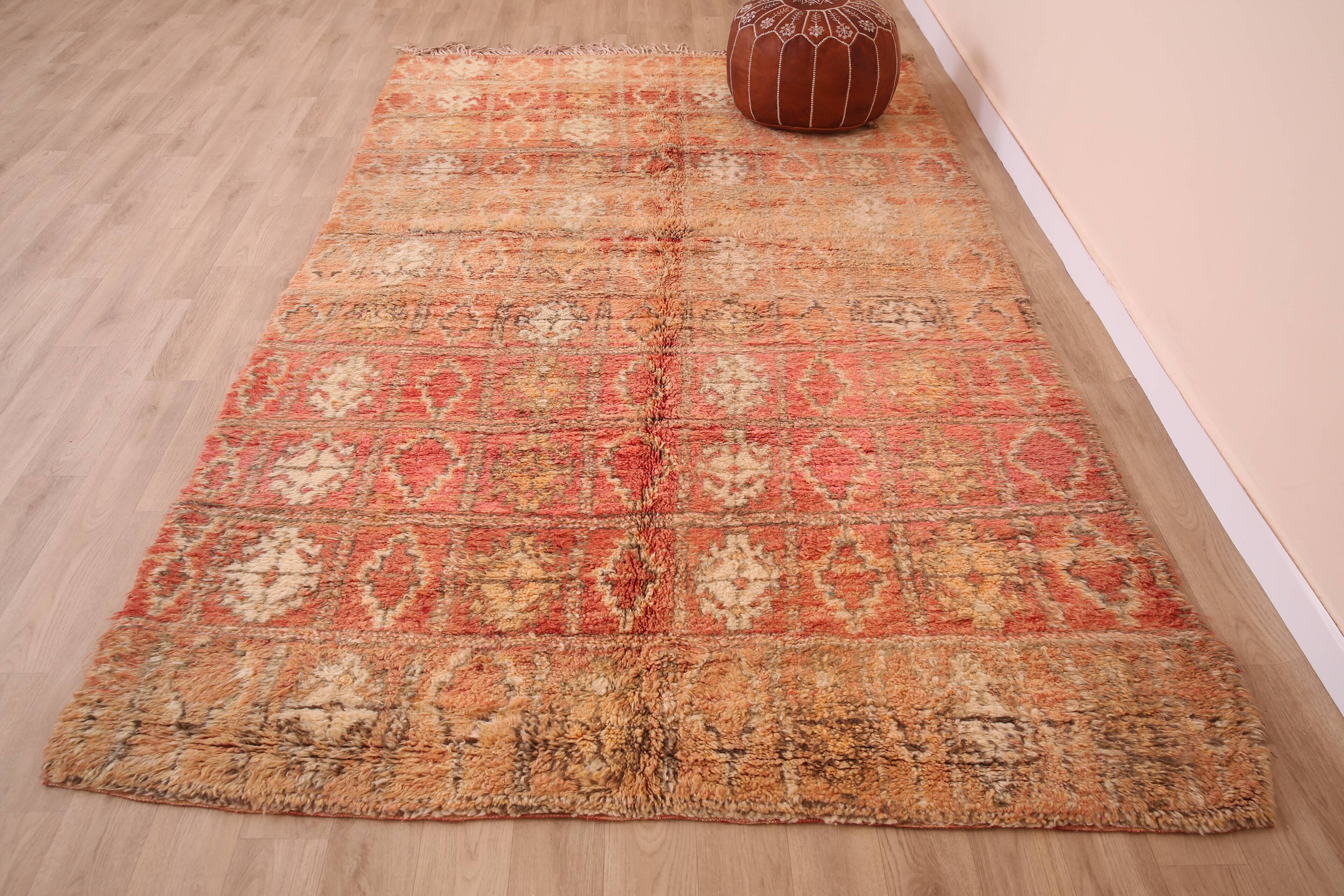 Peach Vintage Moroccan Rug 176 x 287 cm, Berber Wool Rug, Handmade Boho Rug