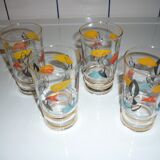 4 juice/water patterns fish colors and gold edges