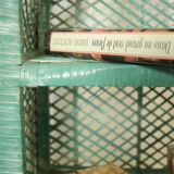 Vintage mint green wicker bookcase