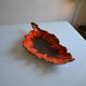 Large ceramic bowl in the shape of Corsica, orange and brown, vintage 70s