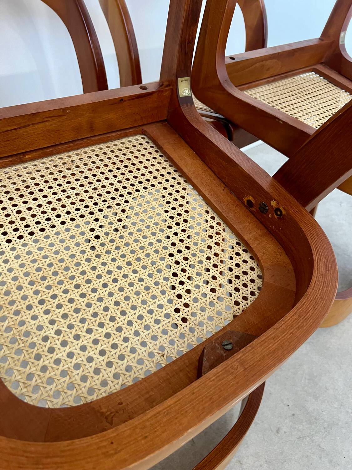 Set of 4 bentwood chairs Baumann design gondola cannage model 60s vintage