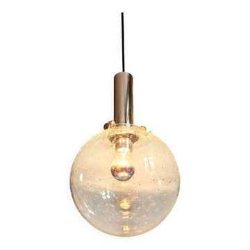 Suspension Space Age en verre soufflé bullé, années 70