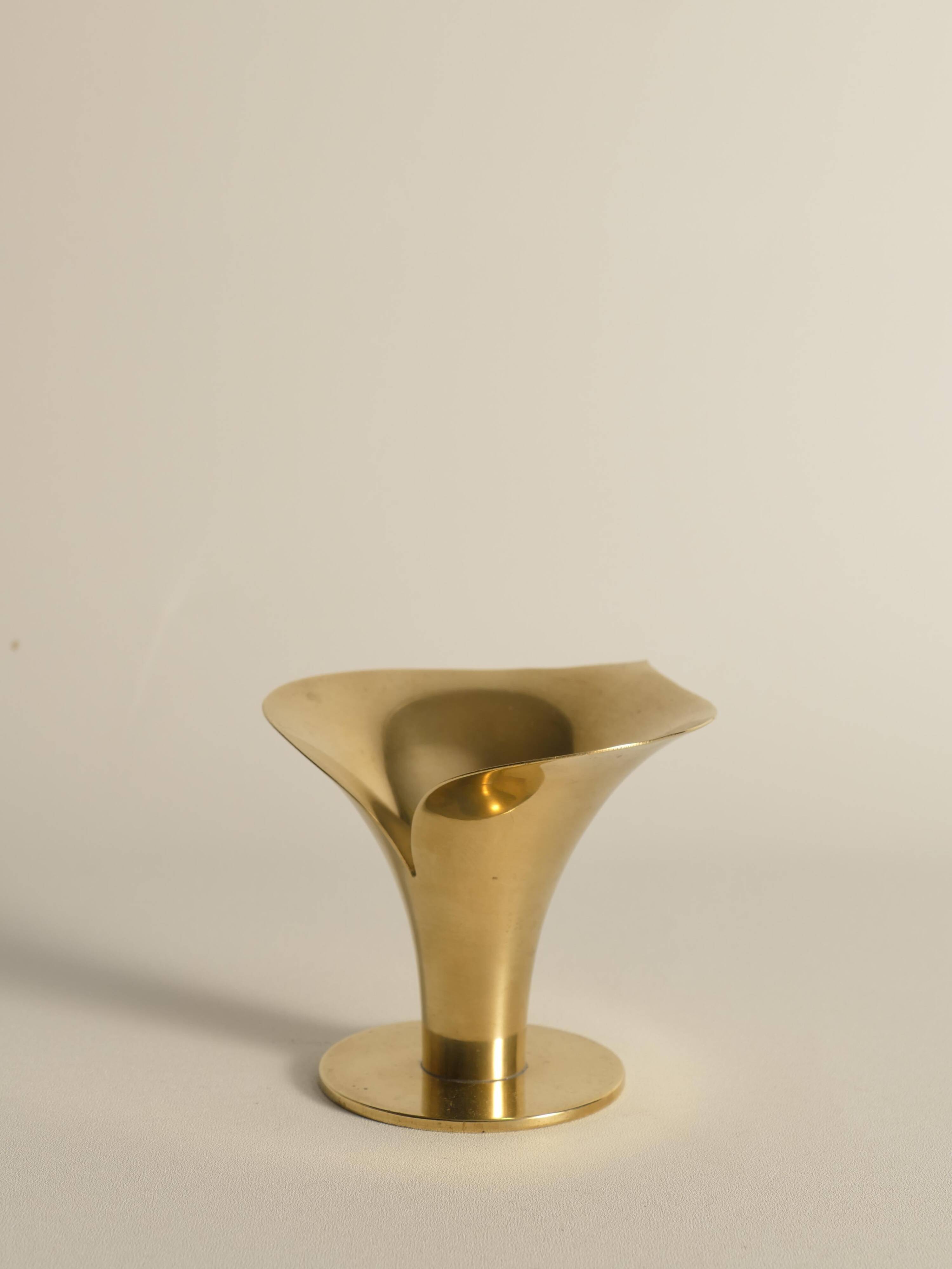 Art Deco Brass Calla Lily Candle Holder by Carl-Einar Borgström for Ystad-Metall