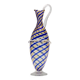 Vase pichet en verre de Murano attribuable à Toso avec des cannes bleues et jaunes