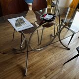 Glass and metal table