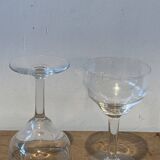 10 wine glasses, carved transparent glass, art deco cups, old and trendy