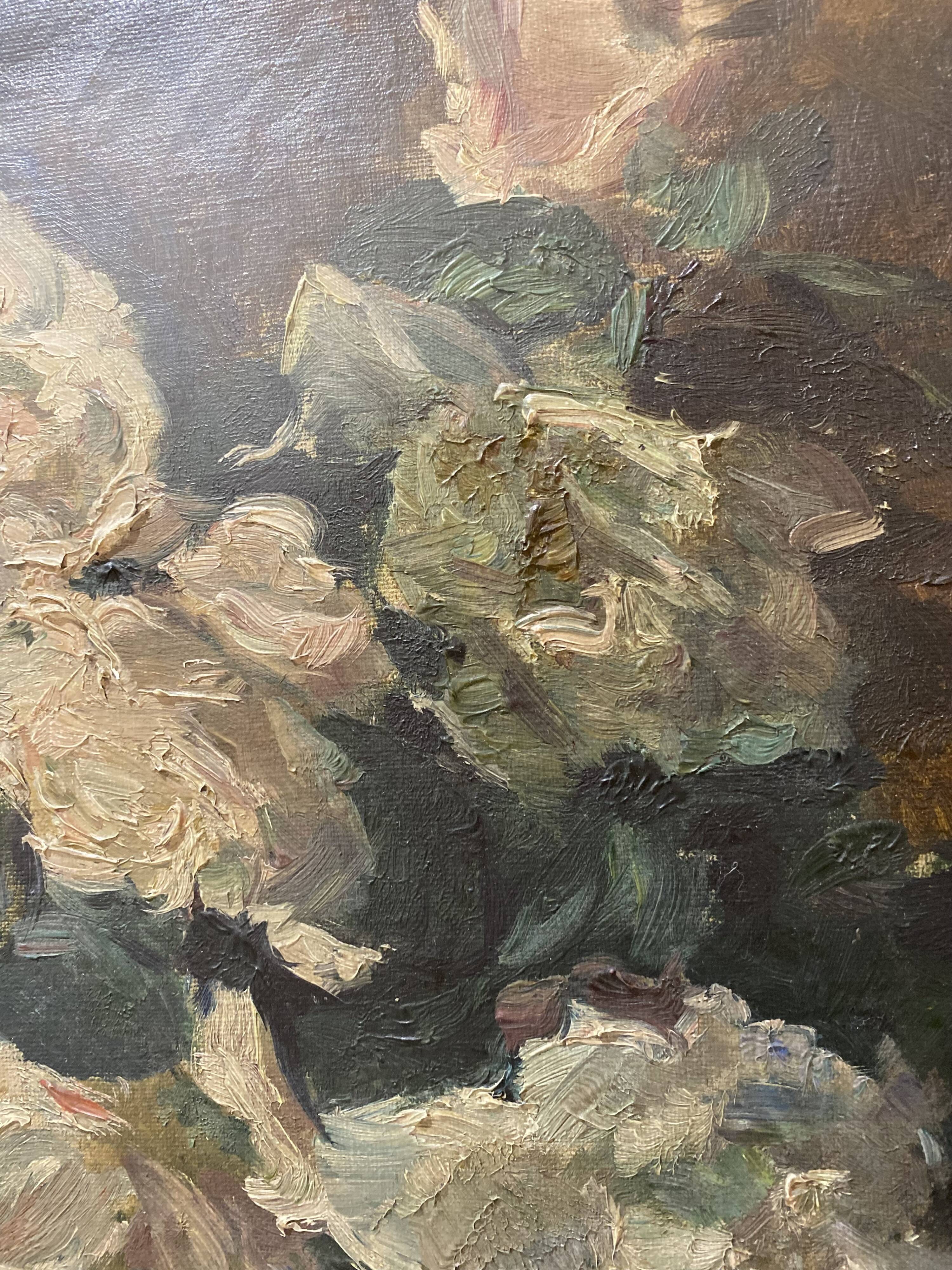 Oil on canvas bouquet of flowers 20th century