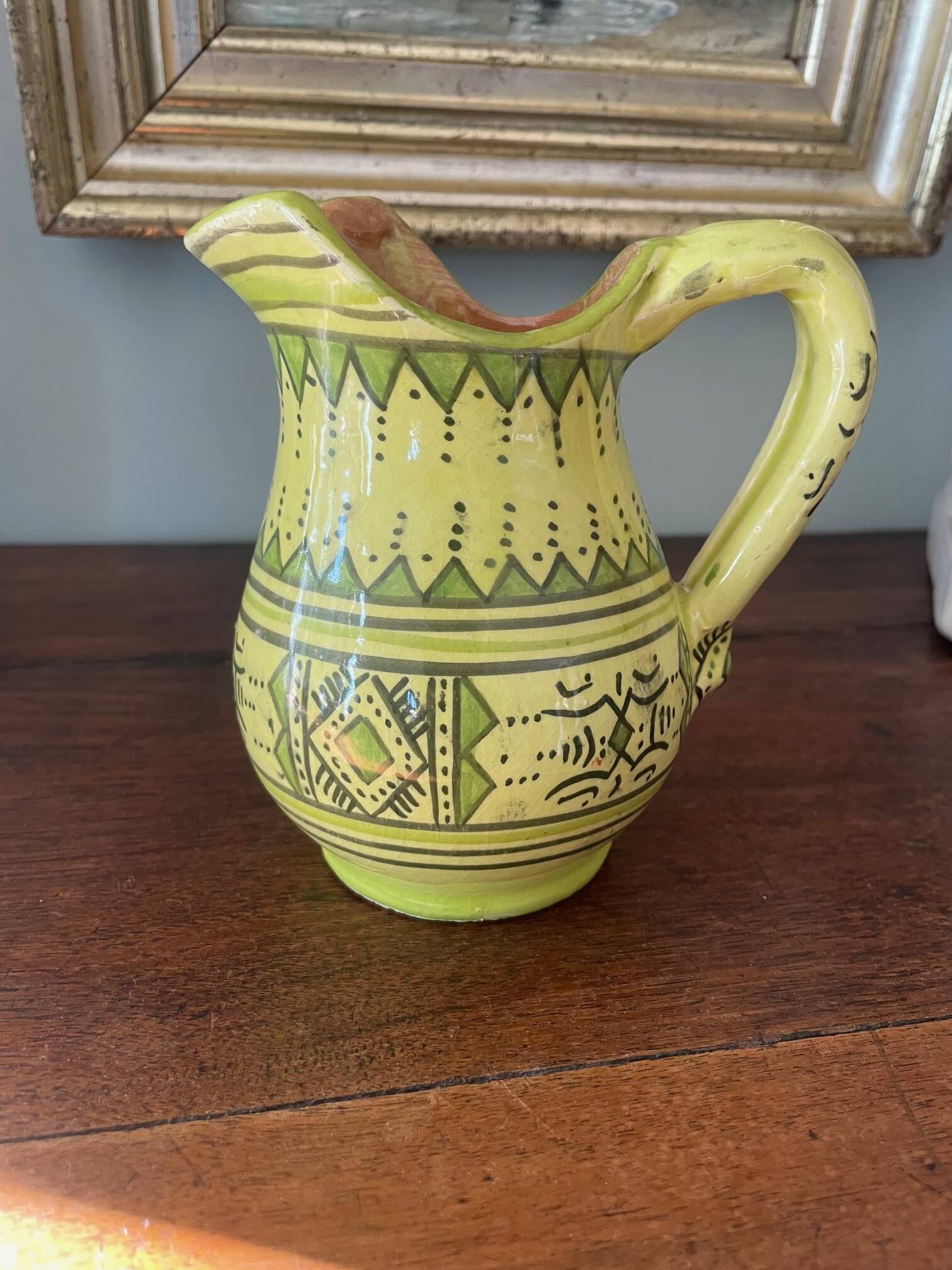 Safi pitcher handmade pottery Serghini Morocco signed