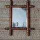 Wooden mirror in bamboo style, 1950s country decor.