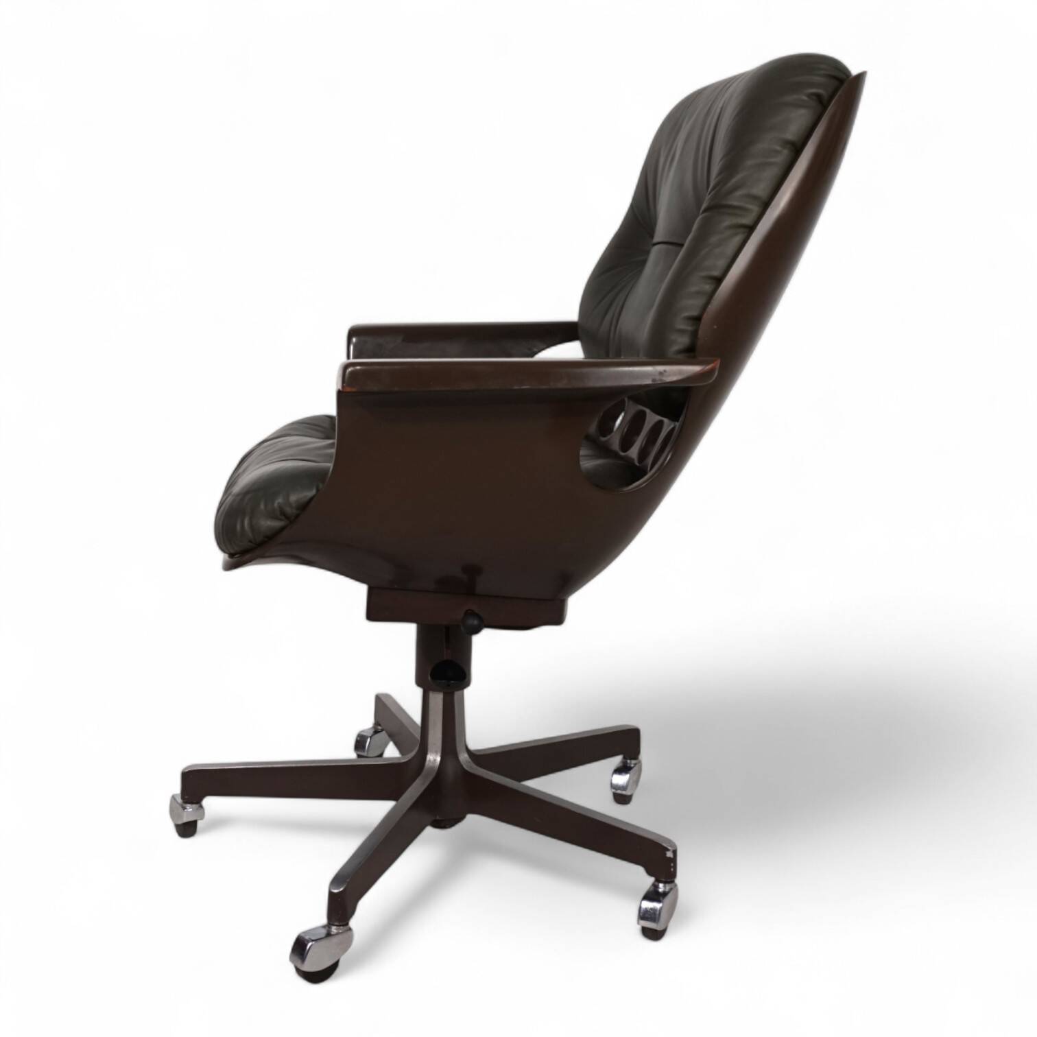 Stoll Giroflex 7112 Space Age leather office chair by Martin Stoll, 1970