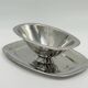 Saucière vintage en acier inoxydable avec plateau ovale intégré