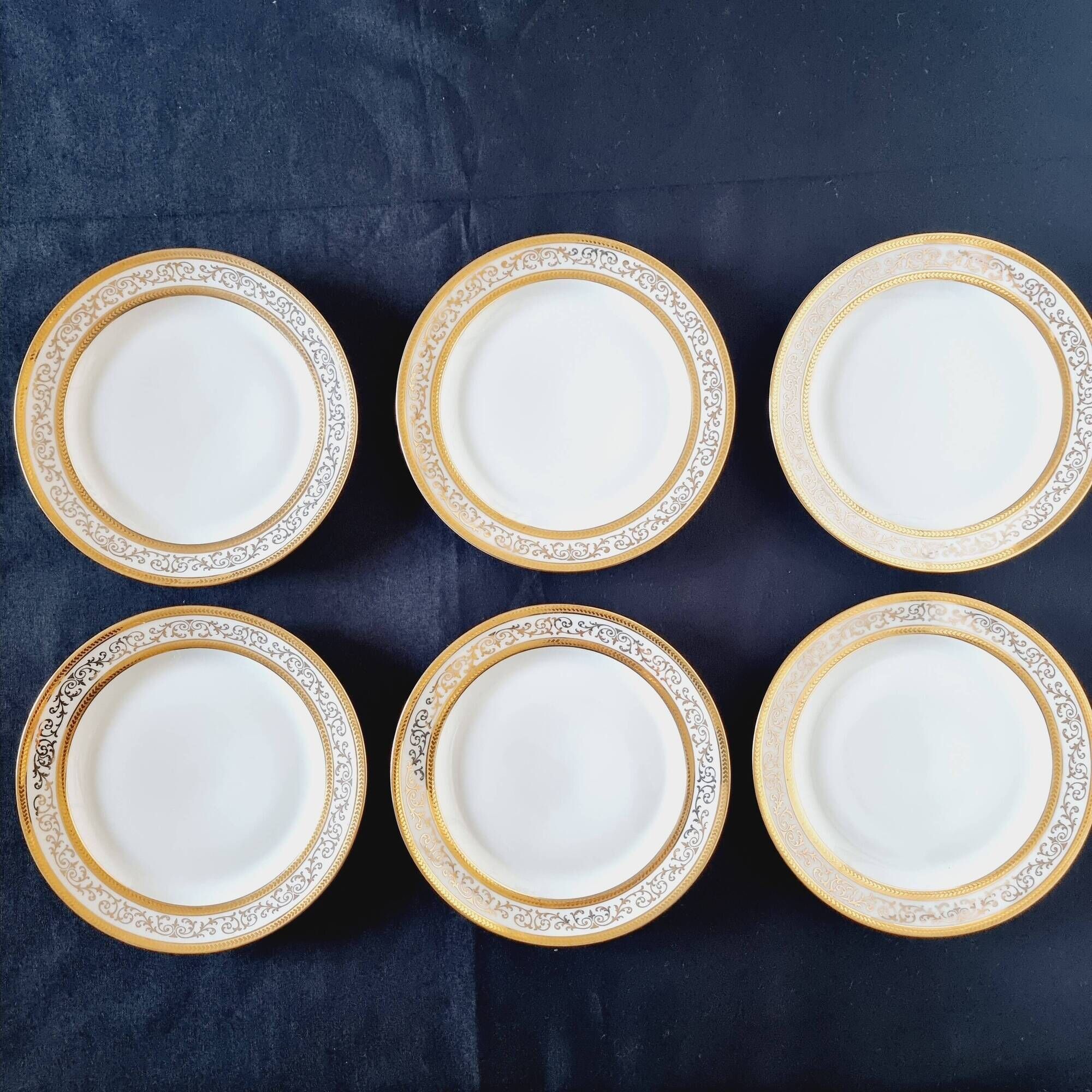 Set of 6 Limoges porcelain soup plates, decorated with gold 24