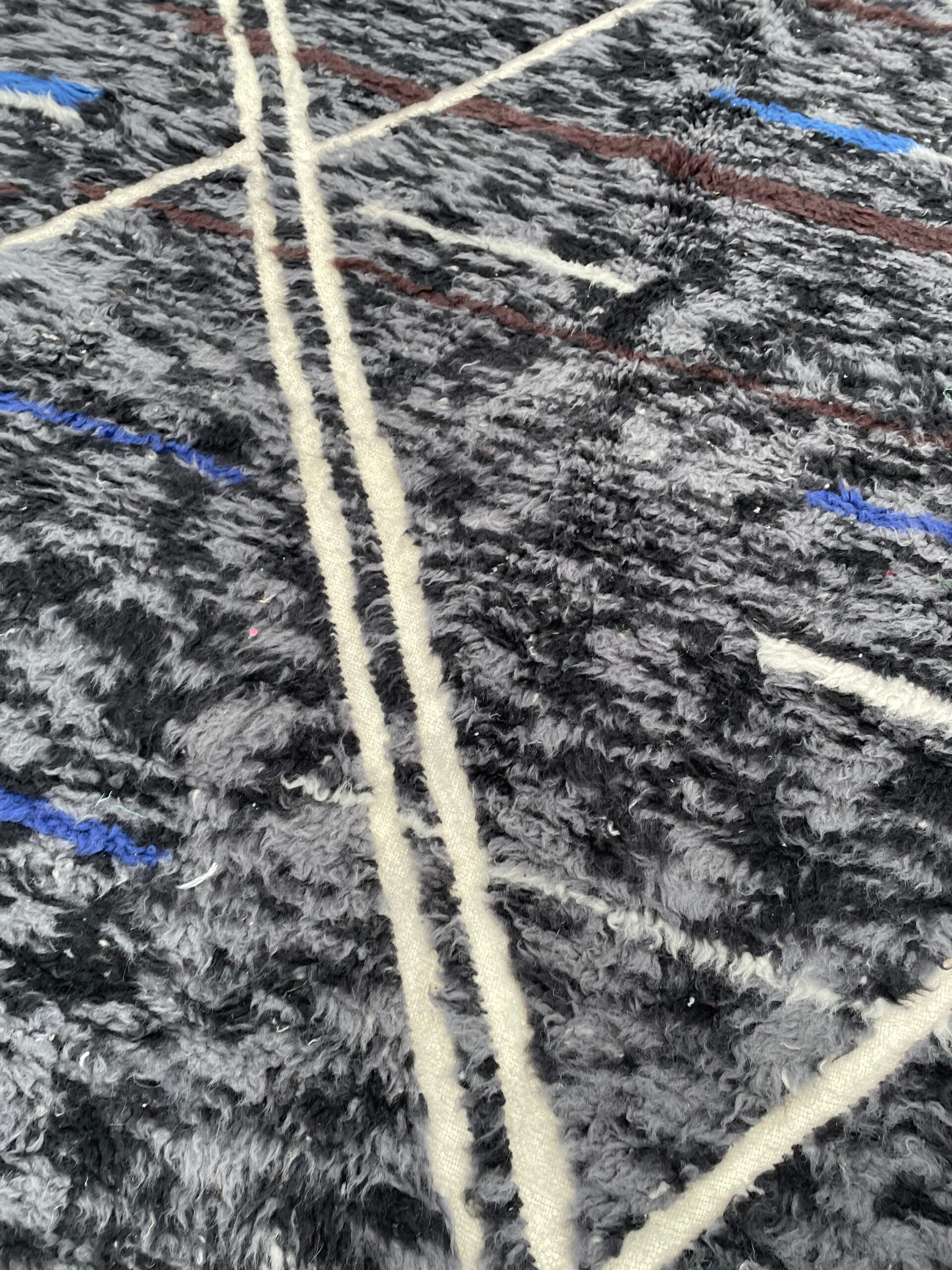 Carpet Black Handmade Wool Living Room, 260x380 cm