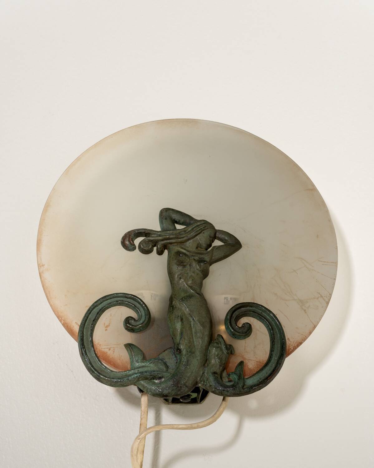 Scandinavian metal and frosted glass wall lamp, early 1900s