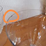 Set of 8 old glasses on foot chiseled decoration