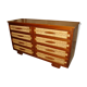 Mahogany and straw chest of drawers, circa 1950, Mexican made