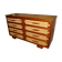 Mahogany and straw chest of drawers, circa 1950, Mexican made