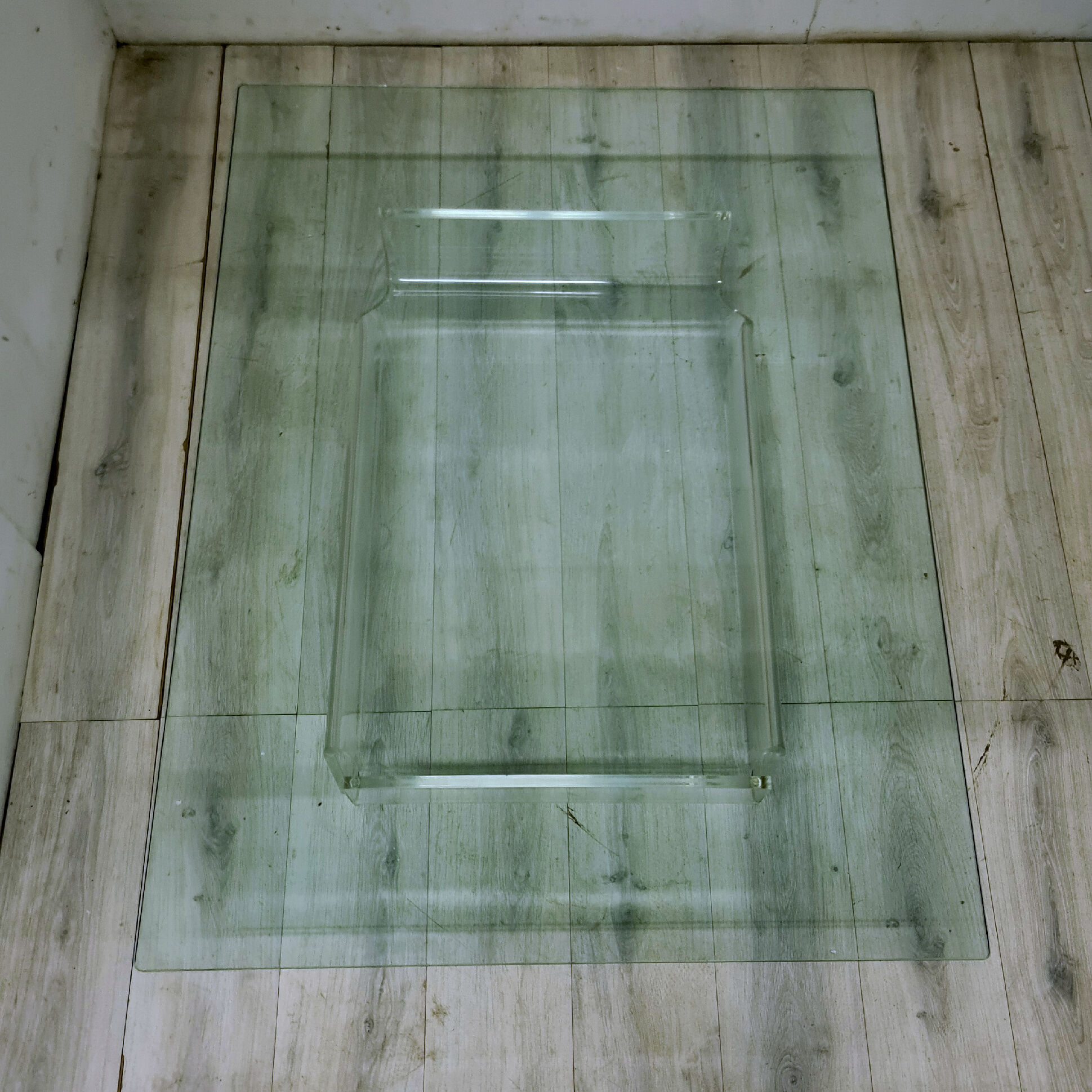 Space age lucite and glass coffee table, 1970s