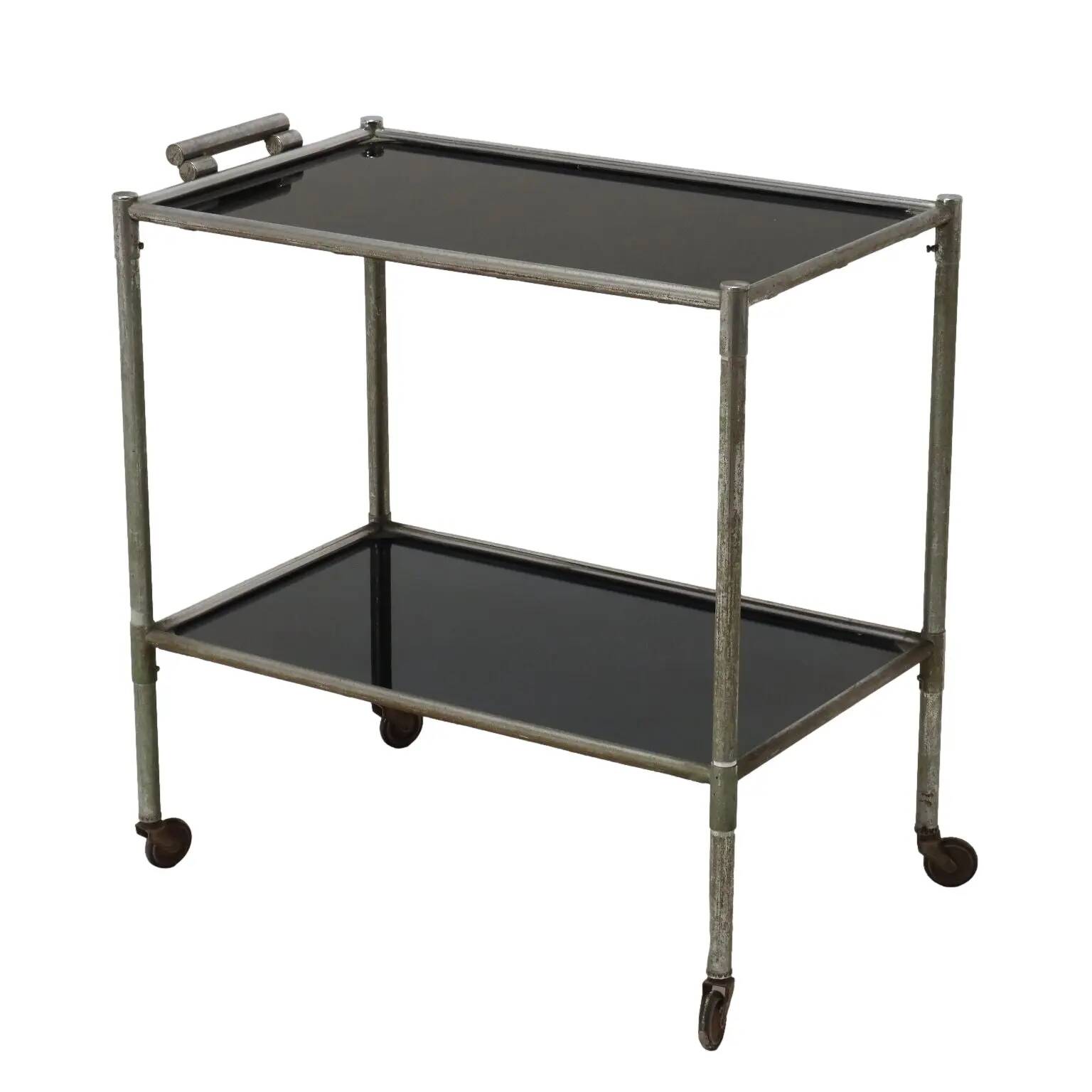 Desserte vintage en aluminium et verre, Italie, années 1960