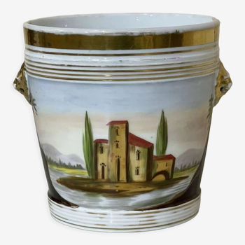 Cache pot Napoléon III fin XIXème en porcelaine