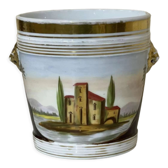 Cache pot Napoléon III fin XIXème en porcelaine