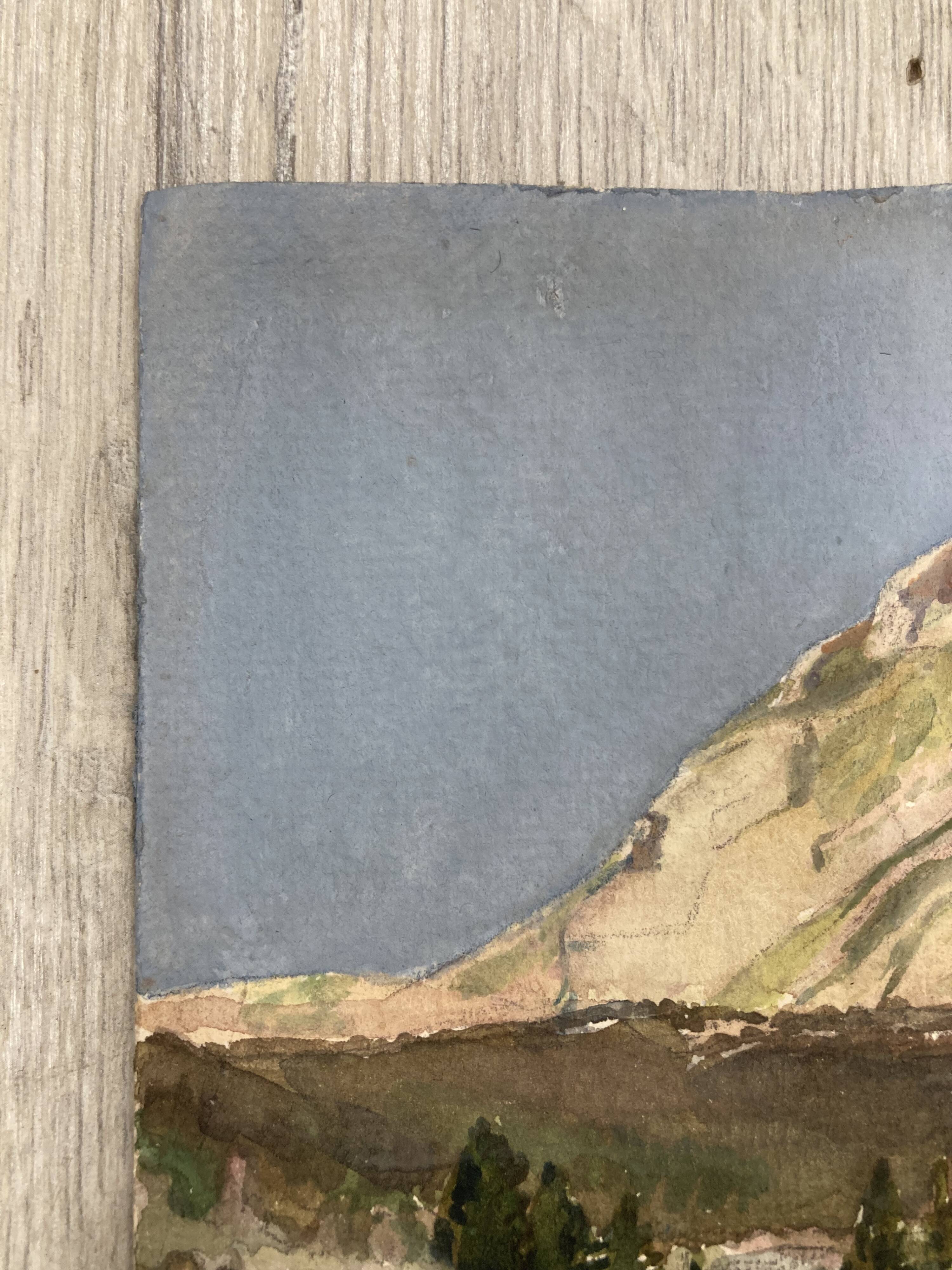 Watercolor mountain landscape signed