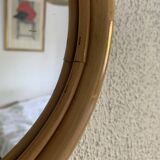 Vintage 1970s apple rattan wicker fruit mirror - 35 x 32 cm