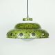 Mid century pendant light enamel metal white glass 1960s