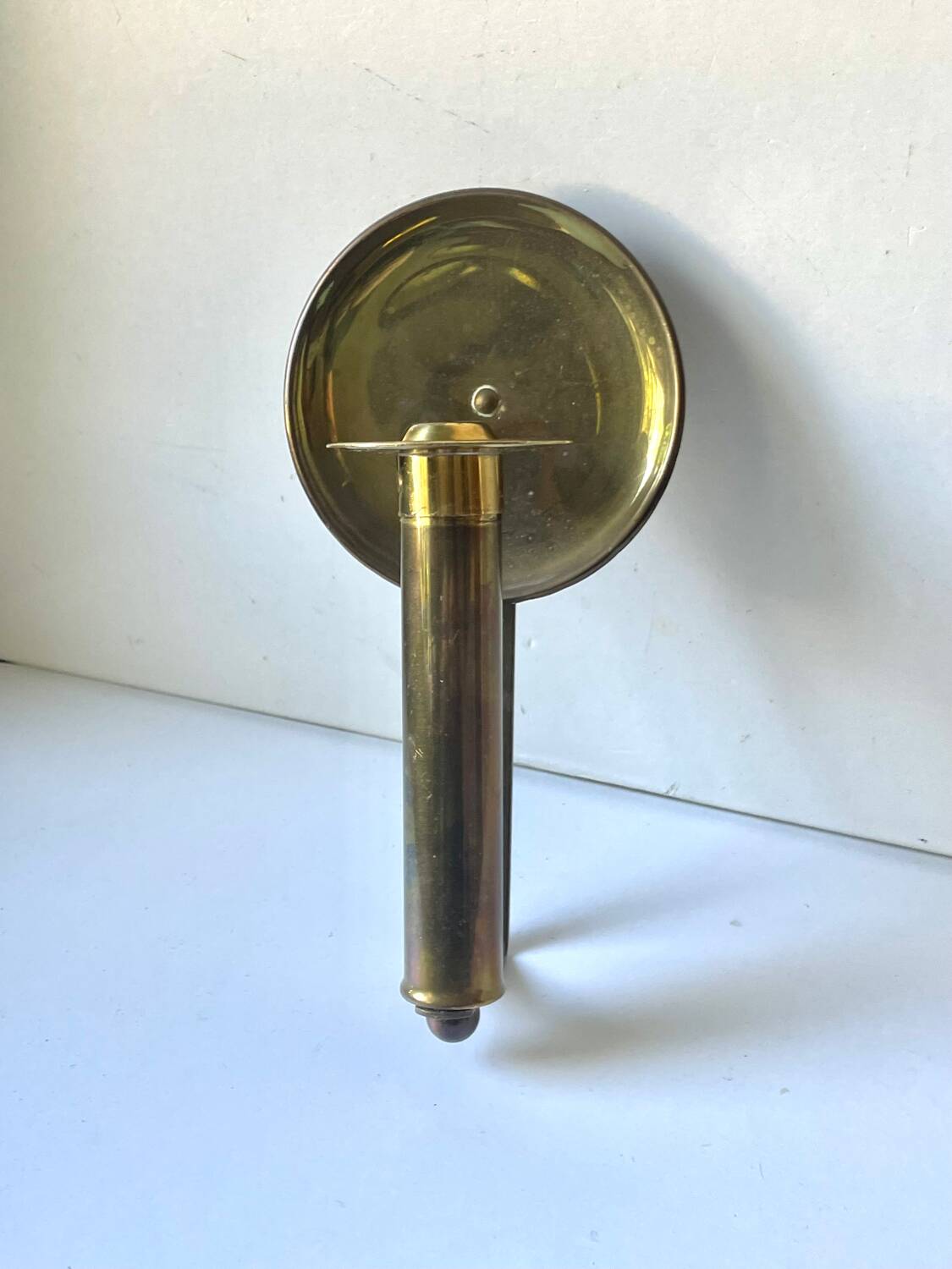 Vintage brass Scandinavian Art Deco wall candle holder sconce