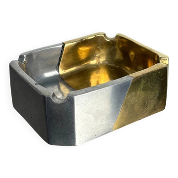 Brutalist ashtray by Leopold, bronze and brass, 1970s