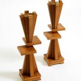 Two mid-century standing ashtrays consisting of red Alabaster cup