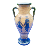 Old breton vase in sandstone decoration breton couple and view of Auray signed