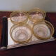 Lot of 8 old dessert cups with granite contour and gilded edges - vintage - 60s
