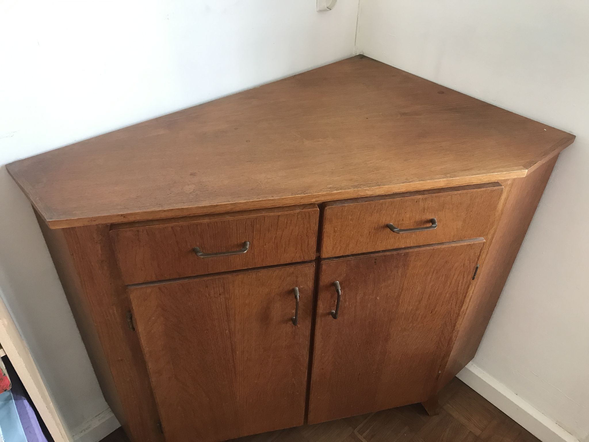Vintage corner furniture 1950 1960 chene convenient wood buffet