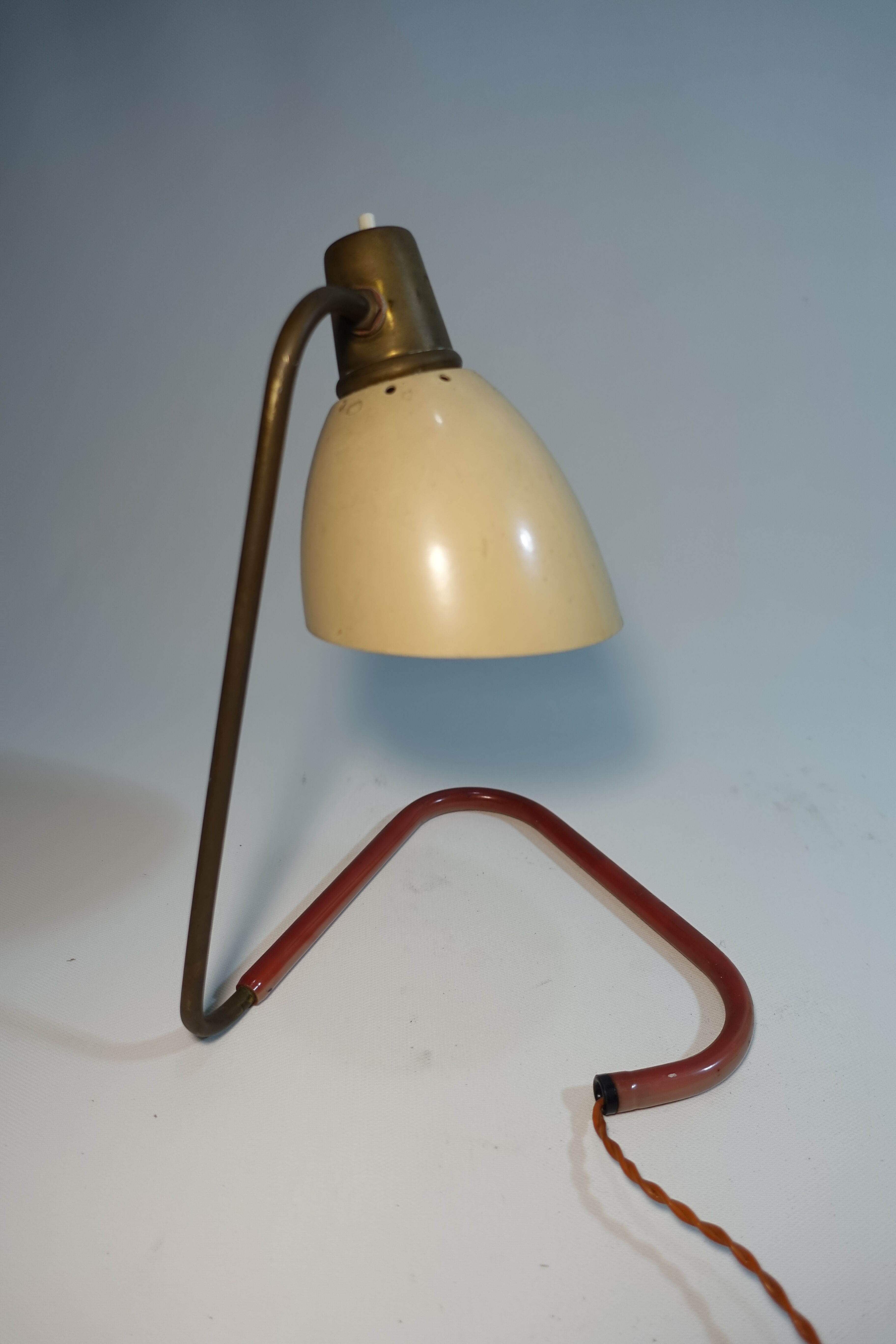 Golden brass casserole lamp 1950s