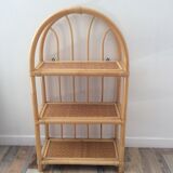 1970s rattan bamboo shelf