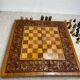 Chess and backgammon set in carved wood and marquetry
