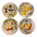 Set of 4 plates in St Clément Barbotine - Majolica - Fruits