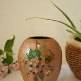 Vase en laiton polychrome émaillé vintage