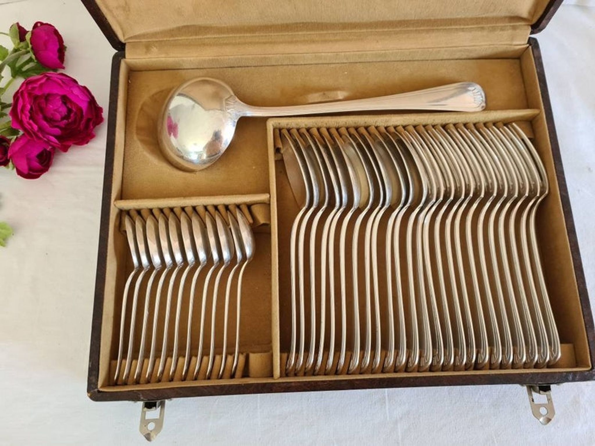 Housewife old cutlery in silver metal X12 people