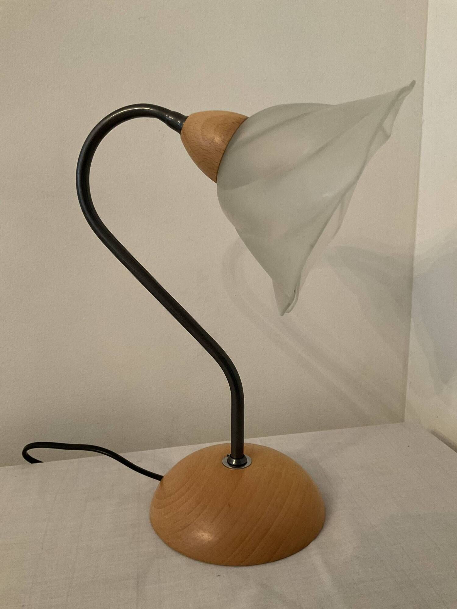 Vintage lamp from the 80s in wood and metal